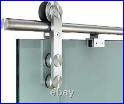 DIYHD Two Sides Soft Close Mechanism Office Glass Sliding Door Track Hardware