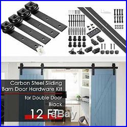 Decorative Double Door Carbon Steel Sliding Barn Door Hardware Kit 12 FT
