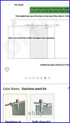 Diyhd 5FT Stainless Steel Glass Sliding Door Hardware Barn Glass Track Kit