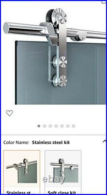 Diyhd 5FT Stainless Steel Glass Sliding Door Hardware Barn Glass Track Kit