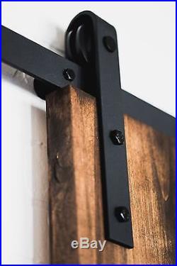 Double Antique Rustic Sliding Track Wood Barn Door Closet Hardware Kit Black
