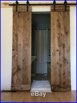Double BARN DOORS-wood PLUS 6.6 ft sliding hardware! Rustic, antique, vintage, Farm