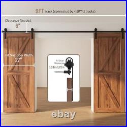 Double Barn Door Hardware Kit 5-18FT for Sliding 9FT Track Kit Double Door Kit