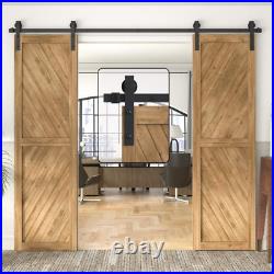 Double Barn Door Hardware Kit 5-18FT for Sliding Double Doors Wood Cabinet Close
