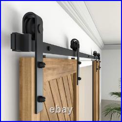 Double Sliding Barn Door Hardware Kit 5-18FT for Double Doors Wood Cabinet Close