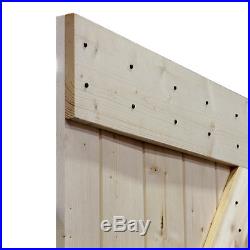Double Unfinished Knotty Pine Barn Door with Sliding Door Hardware Kit
