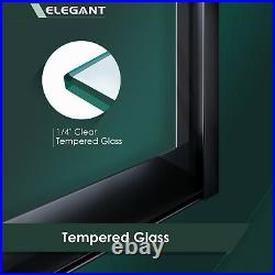 ELEGANT 48'' x 72 Bypass Sliding Shower Door Semi-Frameless Black hardware