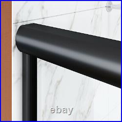 ELEGANT 60W x 57H Bathtub Sliding Shower Door 1/4 Clear Glass Black Hardware