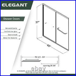 ELEGANT 60'' x 57 Semi-Frameless Bypass Shower Tub Door Black hardware Finish