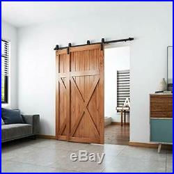 EaseLife 6FT Bypass Double Sliding Barn Door Hardware Kit, Single Track Fit Doubl