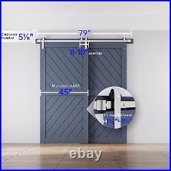 EaseLife 6.6FT Brushed Double Nickel Bypass Double Sliding Barn Door Hardware