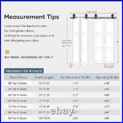 EaseLife 72 Bi-folding Sliding Barn Door Hardware Track Kit, For 4 Closet Door