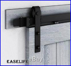EaseLife 8 Ft Double Sliding Barn Door Hardware Track Kit, Carbon Steel, Black 8