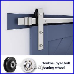 Easelife 12 FT Brushed Nickel Double Sliding Barn Door Hardware Track Kit, Basic