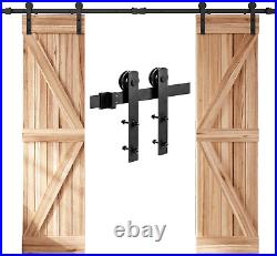 Easelife 8 FT Double Door Sliding Barn Door Hardware Track Kit, Straight Pulley, H