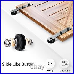 Easelife 8 FT Double Door Sliding Barn Door Hardware Track Kit, Straight Pulley, H
