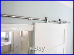 Easy install top mount brushed stainless steel sliding barn door hardware kit