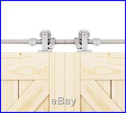 Easy install top mount stainless steel double sliding barn door track hardware