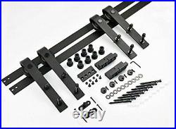Easy to Mount Straight Rustic Double Sliding Wood Door Hardware Track Kit 12ft