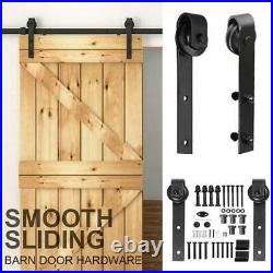 Flat-tip Black Steel Single-door 6.6 ft Sliding Track Door Hanging Hardware Kit