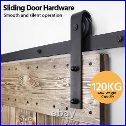 Flat-tip Black Steel Single-door 6.6 ft Sliding Track Door Hanging Hardware Kit