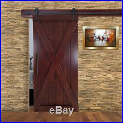 Genuine Mahogany Solid Wood X Sliding Barn Door +Hardware + Color Walnut 36x84