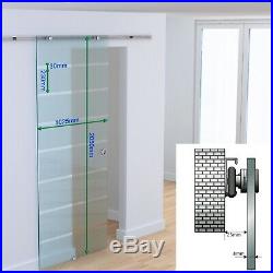 Glass Sliding Door Set Modern Room Divider Wall Mount Easy Assembly DIY Hardware