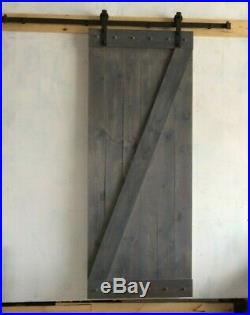 Gray BarnDoor PLUS 6.6ft sliding hardware kit! Rustic antique vintage farmhouse