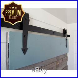 Hahaemall 8FT/2.44m Country Barn Wood Steel Sliding Double Door Hardware