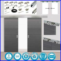 Hanging Double Sliding Door Hardware Rollers with Synchronization & Fixing System