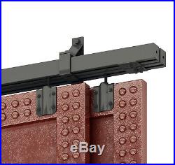 Heavy Duty Bypass Barn Hardware Black Box Track Exterior Sliding Barn Door Kit