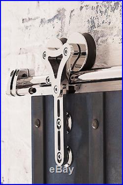 Heavy duty stainless steel double head sliding barn door hardware track kit set