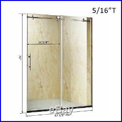 HomCom 48x76 Bath Sliding Shower Door Glass Frameless Stainless Steel Hardware