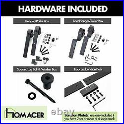 Homacer Black Rustic Single Track Bypass Sliding Barn Door Hardware Kit, for 5ft