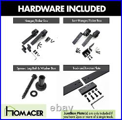 Homacer Mini Black Rustic Single Track Bypass Sliding Barn Door Hardware Kit, Fo