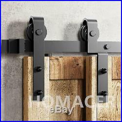 Homacer Sliding Barn Door Hardware Single Track Bypass Double Door Kit 6.6 Flat