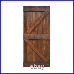 Interior Barn Door Slab Knotty Pine Wood Solid Core Rustic Planks Dark walnut