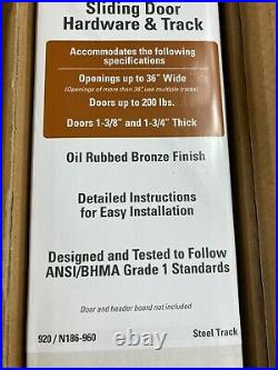 Interior Barn/Sliding Door Hardware. Oil Rubbed Bronze. For Single 36 inch Door