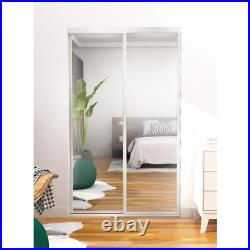 Interior Sliding Closet Door 48 in. X 81 in. Aluminum Frame Mirrored Glass White