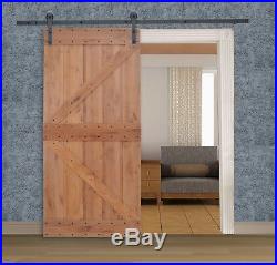Interior Sliding Hardware Track Set With Wood Knotty Primed Alder Barn Door