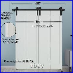 JUBEST 68 Bi-Folding Sliding Barn Door Hardware Track Kit Heavy Duty Side Mo