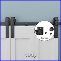 JUBEST 68 Bi-Folding Sliding Barn Door Hardware Track Kit Heavy Duty Side Mo