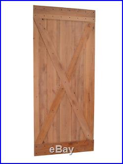 Knotty Alder Natural Primed Wood Barn Door with Antique Bronze Sliding Hardware