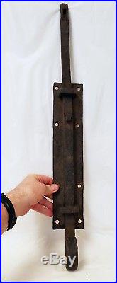 Large Early Antique Wrought Iron Sliding Bar Gate Door Latch 7 pounds