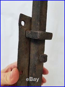 Large Early Antique Wrought Iron Sliding Bar Gate Door Latch 7 pounds