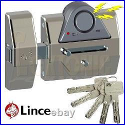 Lince Rim Door Lock High Security Heavy Duty Sliding Dead Bolt Built-In Alarm