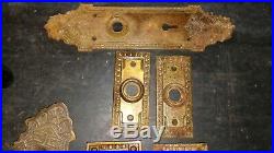 Lot Antique Door Knobs Plates Pocket Sliding Pulls Victorian Vintage Hardware