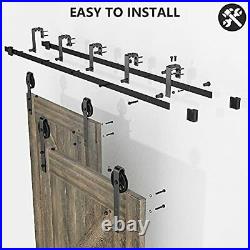 Low Ceiling Heavy Duty Sliding Barn Door Hardware Double Track Bypass 12FT