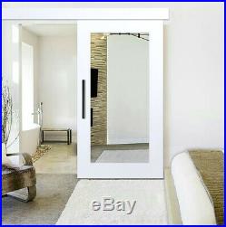 Mirrored MDF Sliding Barn Door with Mirror Insert + Frosted Design + Hardware