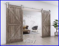 Modern Nickel Gray Surface Sliding Barn Door Hardware Double Door Kit